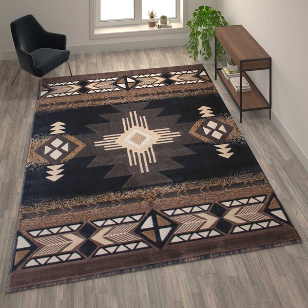 Flash Furniture 8' x 10' Black Rustic Southwest Style Area Rug ACD-RGY9S1-810-BK-GG - main